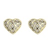 14K Yellow Gold Plated Heart CZ Stud Earrings with Screw-back for Children & Women