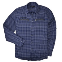 John Varvatos Star USA Men's Check Shirt with Zip Pockets