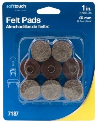 Waxman 4718795N 1-Inch Nail On Round Felt Pads, Brown