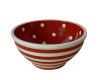 Terramoto Ceramic Polka Dots and Stripes 9-Inch Medium Mission Bowl, Moss Red