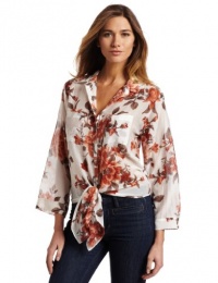 Karen Kane Women's Floral Tie Front Top