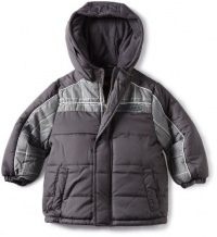 Ixtreme Boys 2-7 Plaid Colorblock Puffer Jacket, Charcoal, 4T