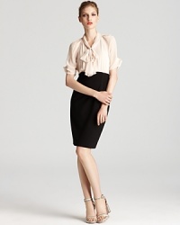 Anne Klein's smart and sophisticated twofer dress lends a polished finish with a secretary neckline and pintucked details.