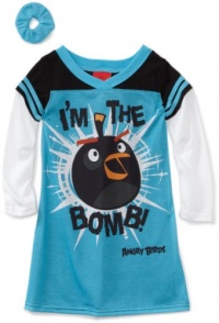 AME Sleepwear Girls 2-6X Angry Bird I'm the Bomb Nightgown, Multi, 6