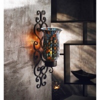 American Atelier Mosaic Glass and Metal Wall Lighting Sconce