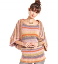 Your multicolor dream knit has arrived! Flaunting standout sleeves and a cozy, tunic design, REIGN's striped sweater makes a major impact.