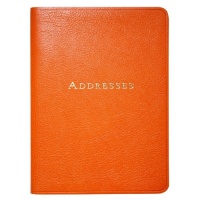 7-Inch Leather Bound Desk Address Book, Orange Italian Leather