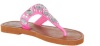 Capelli New York Leather T-Strap With Allover Mixed Gems Girls Flip Flop