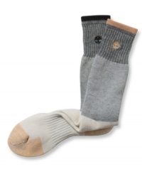 Great looking tonal boot socks by Timberland will keep your feet warm and cozy with its full terry interior and comfortable with its arch support.