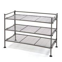 Seville Classics SHE15906 3-Tier Iron Shoe Utility Rack, Dark Gray