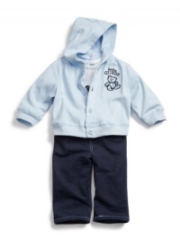 GUESS Teddy Tee, Jacket and Pant Set, LIGHT BLUE (0/3M)