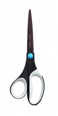 Scotch Precision Ultra Edge Non-Stick Scissor, 8-Inch, Brown with Assorted Accent Colors (Dot Color Will Vary) (1468TUNS-MIX)