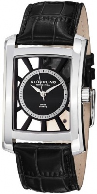 Stuhrling Original Men's 144D.33151 Classic Gatsby Swiss Quartz Black Dial Leather Strap Watch