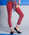 Add a fun-print to your collection of skinny jeans with this plaid style from Tinseltown!