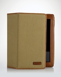 Constructed from durable canvas, this sleek leather-trimmed carrying case provides a handsome home away from home for a treasured iPad®.Features a special slot for cards at the interior.