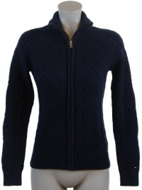 Tommy Hilfiger Womens Full Zip Cable Knit Cardigan Sweater - XL - Navy