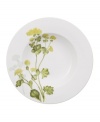 A natural for casual dining, the Althea Nova rim soup bowl by Villeroy & Boch features durable porcelain planted with delicate herbs for a look that's fresh from the garden. With green trim.