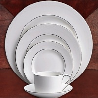 A subtle yet classic collection for formal dining in white fine bone china with platinum-toned accents.