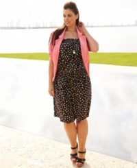 Look pretty in polka-dots with American Rag's strapless plus size romper-- it's a must-buy for the season!