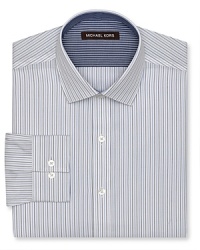 Alternating stripes add a classic dimension to your essential workday shirting, and the crisp cotton and regular fit provide a soft, comfortable drape.