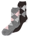 Sparkly threads lend modern appeal to these angora argyle socks from Lauren Ralph Lauren.