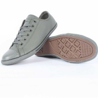 Converse Slim Chuck Taylor Leather Low Top Shoes in Charcoal Mono, Size: 4 D(M) US Mens / 6 B(M) US Womens, Color: Charcoal/Charcoal