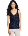 French Connection Women's Fast Mini Sequin Tank Top, Blue, 4