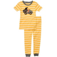 Carter's Boys Yellow Striped Dumptruck Snug-fit 2-piece Cotton Pajama Set (24 months)