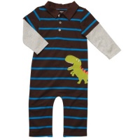 Carter's Infant Long Sleeve One Piece Polo Coverall - Happy Dinosaur-24 Months