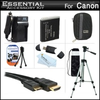 Essential Accessories Kit For Canon PowerShot SX260 HS, SX260HS SX280 HS, SX280HS Digital Camera Includes Extended Replacement (1200 maH) NB-6L Battery + AC/DC Travel Charger + Mini HDMI Cable + USB 2.0 Card Reader + Deluxe Case + 50 Tripod w/Case + More