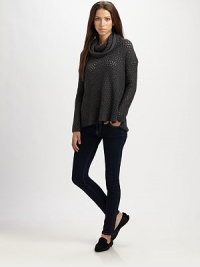 A lightweight open-stitch knit, perfect for layering in a slouchy pullover style.FunnelneckDropped shouldersLong sleevesAbout 30 from shoulder to hem70% wool/20% polyester/10% alpacaMachine washImportedModel shown is 5'11 (180cm) wearing US size Small.