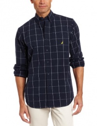 Nautica Men's Long Sleeve Window Pane Shirt