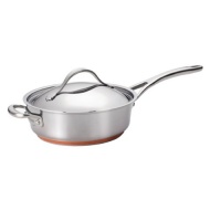 Anolon Nouvelle Copper Stainless Steel 3-Quart Covered Saute Pan with Helper Handle