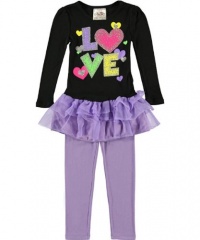 Beautees Colored by Love 2-Piece Outfit (Sizes 4 - 6X) - black/lilac, 6