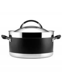 Perfect for entertaining the masses, this covered stockpot masterfully steams lobsters, boils potatoes, preps pasta and slow cooks stew with an innovative, dishwasher-safe design that guarantees ease & versatility from start to finish. Three layers of metal compose the exceptional body: a thick inner core of quick and even-heating aluminum is sandwiched between gleaming stainless steel. Limited lifetime warranty.