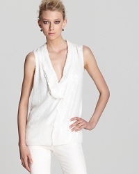 Delicately draped and covered in sequins, Rachel Zoe's bright Tenley tunic lends crisp, clean glamour.