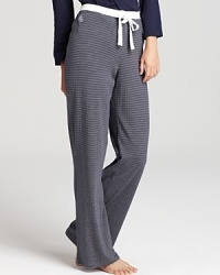 Cast off to sleep in Lauren Ralph Lauren's sailor stripe pants with an embroidered logo and contrast waistband.