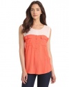 Splendid Women's Always Color Blocked 2 Pocket Tank, Hot Coral/Light Coral, Small