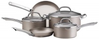 Farberware Premium Aluminum Nonstick 10-Piece Cookware Set with Stainless Handles, Platinum