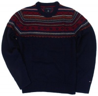 Tommy Hilfiger Mens Fair Isle Wool Pullover Sweater - M - Navy/Red/Orange...