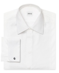 A classic formal shirt provides the foundation for your ceremonial attire and offers sharp contrast to that rakish tuxedo. Crafted in crisp cotton for a refined hand, from Armani Collezioni.