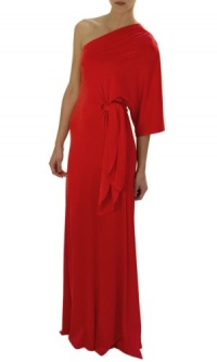 Halston Heritage Women's Knot Waist Jersey Dress Gown Red XS