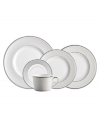 The Pointe d'Esprit dinnerware pattern captures the effervescence of celebration, with raised dots that flow from platinum-rimmed edges like a shower of confetti decorating your place settings.