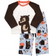 Toddler 2 Piece Fleece PJ Set - Bear Brushing Teeth