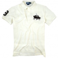 Polo Ralph Lauren Shirt, Custom-Fit Short-Sleeved Dual Match Cotton Mesh Polo, Chic Cream (Large)