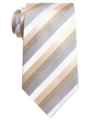 With a sleek modern stripe and refreshing color palette, this tie from Geoffrey Beene will instantly boost your office attire.