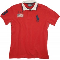 Polo Ralph Lauren Custom-Fit Big Pony Flag Rugby (Medium, Gallery Red)