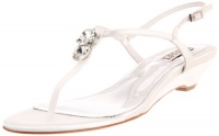 Badgley Mischka Women's Zudora Wedge Sandal,White Satin,8.5 M US