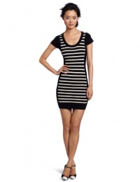 French Connection Women's USA Dani Crepe Stripe Dress, Black, 2