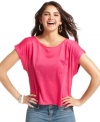 Sporting a sheer lace back, this slouchy-cute tee from Fire flaunts your girly side!